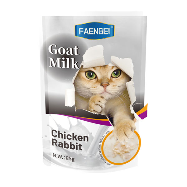 پوچ گربه فنبی طعم مرغ و خرگوش در شیر بز