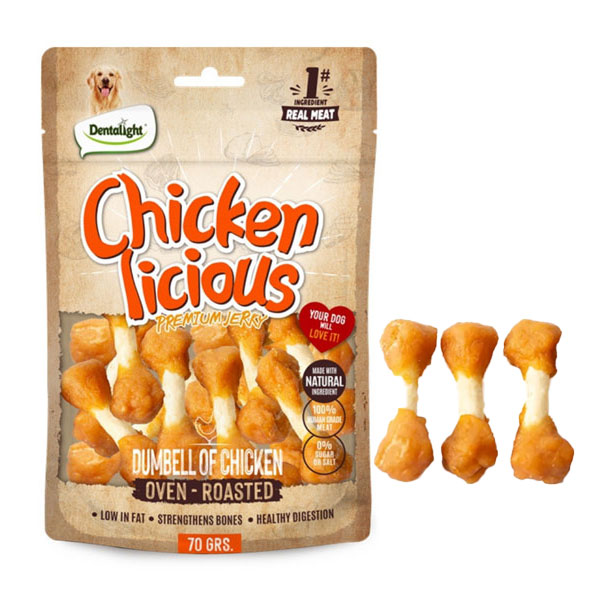 تشویقی سگ دنتالایت مدل Dumbbell Of Chicken