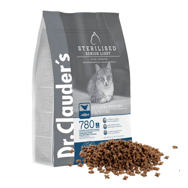 غذا خشک گربه عقیم شده دکتر کلادرز طعم مرغ و ماهی