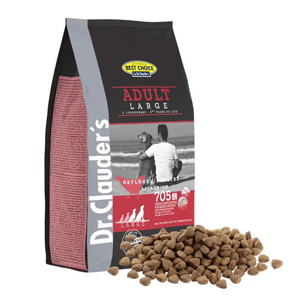 غذا خشک سگ بالغ نژاد بزرگ دکتر کلادرز طعم مرغ و برنج