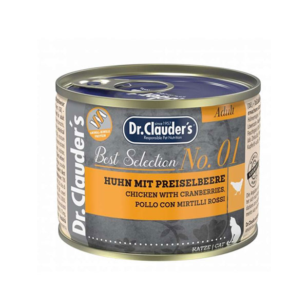 کنسرو گربه دکتر کلادرز طعم مرغ و کرنبری