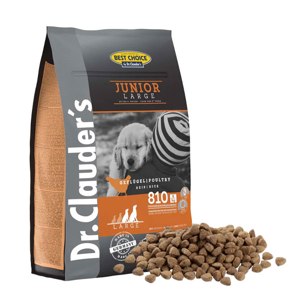 غذا خشک سگ های جوان نژاد بزرگ دکتر کلادرز طعم مرغ و برنج