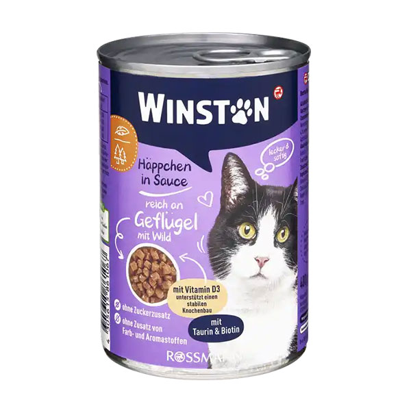 کنسرو گربه وینستون طعم مرغ و گوشت شکار