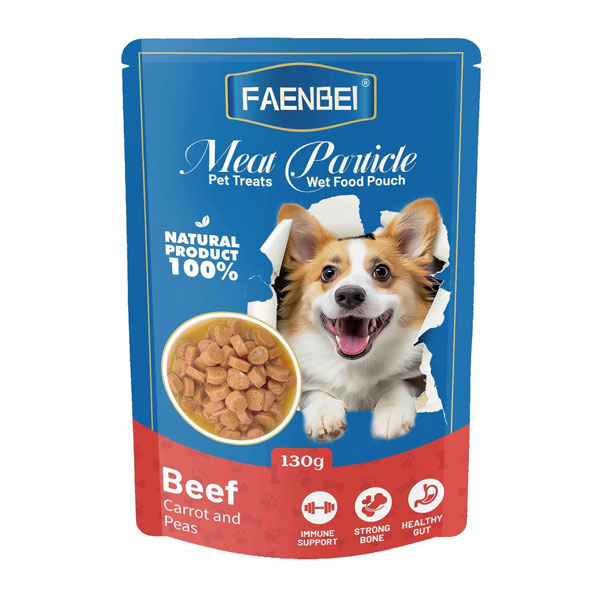 کنسرو چانکی سگ فنبی طعم گوشت گاو و هویج و نخود فرنگی