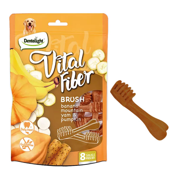 تشویقی سگ دنتالایت مدل دنتال مسواکی طعم موز و کدو حلوایی