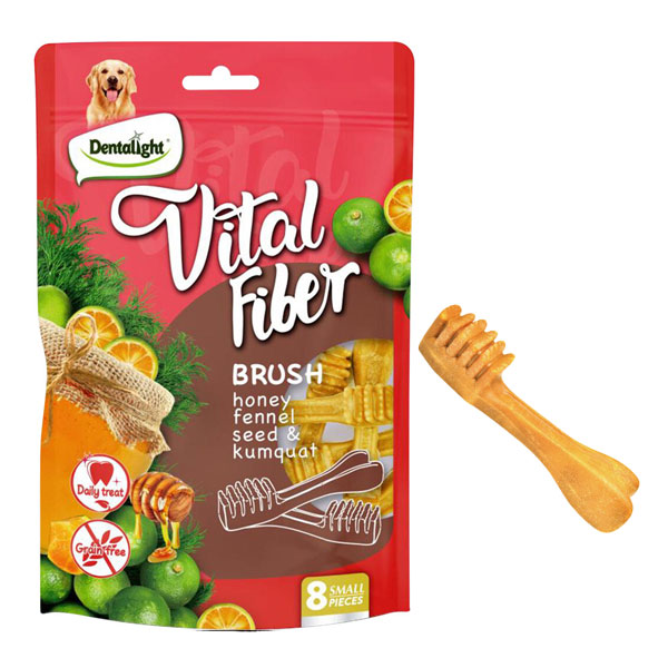 تشویقی سگ دنتالایت مدل دنتال مسواکی طعم عسل و کامکوات