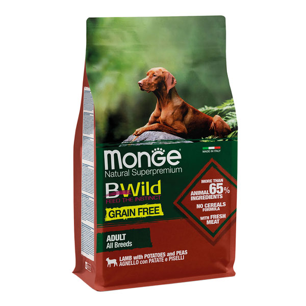 غذا خشک سگ طعم گوشت بره و سیب زمینی و نخود فرنگی مونژه Bwild