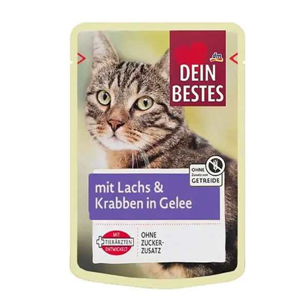 پوچ گربه دین بستس طعم ماهی سالمون و خرچنگ در ژله