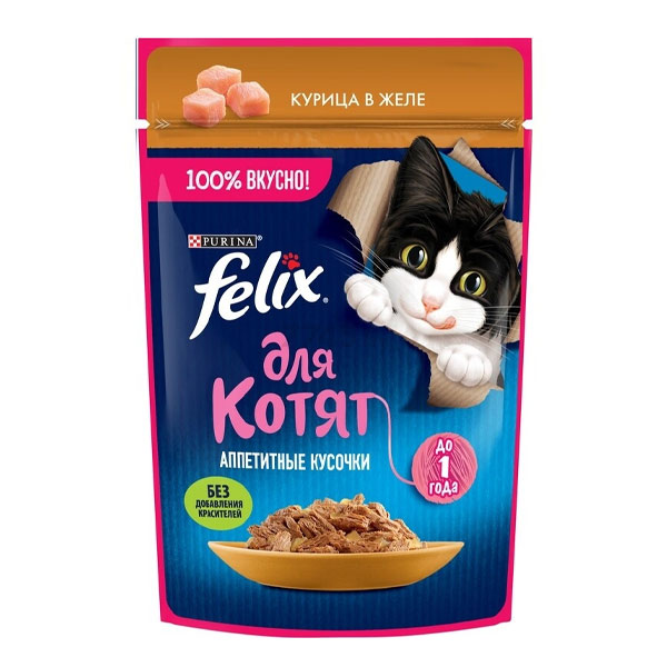 پوچ بچه گربه فلیکس پورینا طعم مرغ در ژله