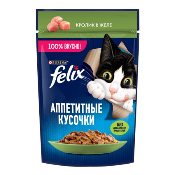 پوچ گربه فلیکس پورینا طعم گوشت خرگوش در ژله