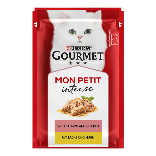 پوچ گربه MON PETIT گورمت طعم ماهی سالمون و مرغ