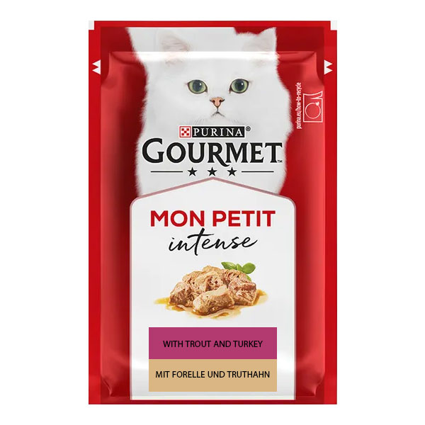 پوچ گربه MON PETIT گورمت طعم ماهی قزل آلا و بوقلمون