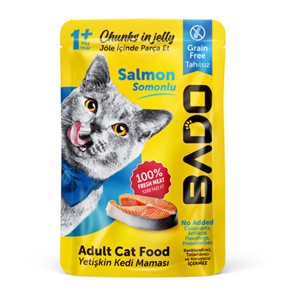 پوچ گربه بادو طعم ماهی سالمون در ژله مدل چانکی