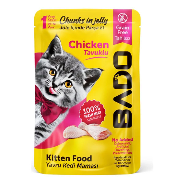 پوچ بچه گربه بادو طعم مرغ در ژله مدل چانکی