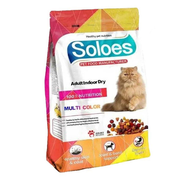 غذا خشک گربه مدل مولتی کالر Soloes طعم مرغ و سبزیجات