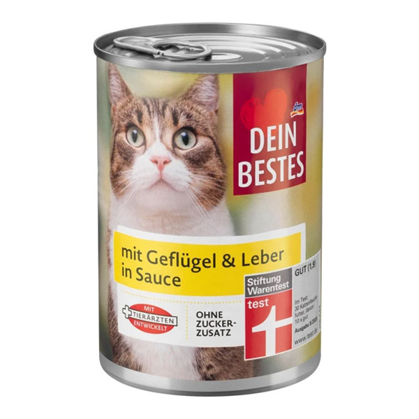 کنسرو گربه دین بستس طعم مرغ و جگر در سس