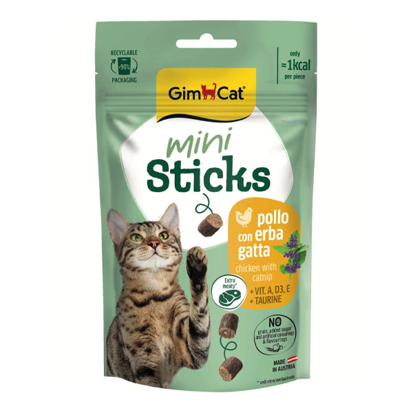 تشویقی گربه جیم کت مدل مینی استیک طعم مرغ و کت نیپ