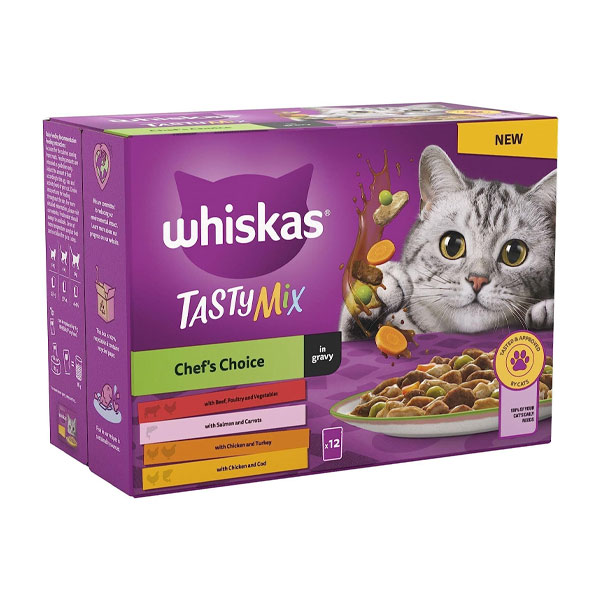 پوچ گربه ویسکاس میکس گوشت بره و مرغ و هویج