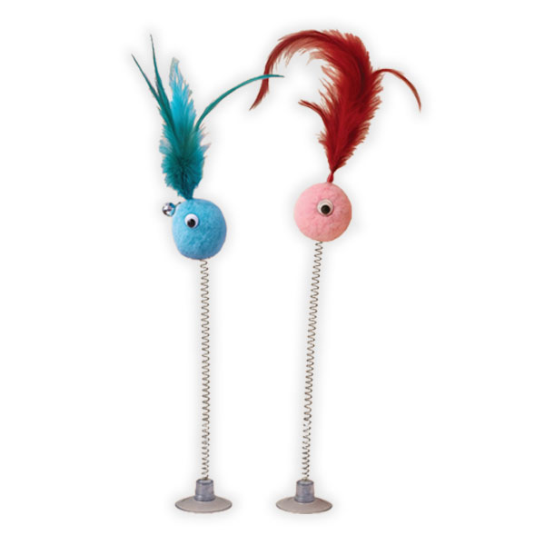 اسباب بازی گربه مدل فنر چسبان پردار