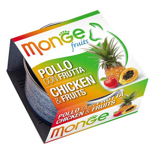 کنسرو گربه بالغ مونژه با طعم مرغ و میوه