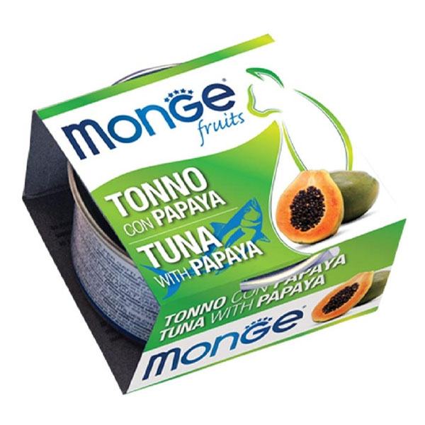 کنسرو گربه بالغ مونژه با طعم ماهی تن و پاپایا