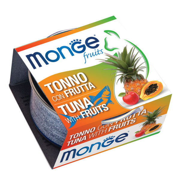 کنسرو گربه بالغ مونژه با طعم ماهی تن و میوه