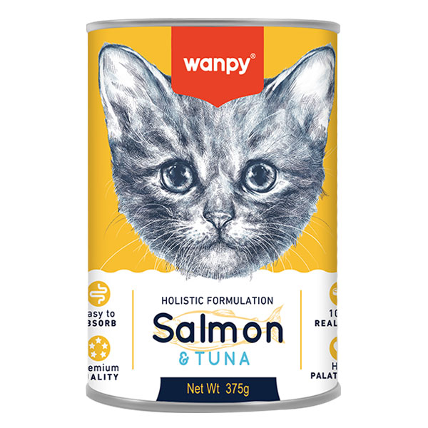 کنسرو بچه گربه ونپی طعم ماهی سالمون و ماهی تن