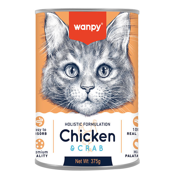 کنسرو گربه ونپی طعم مرغ و خرچنگ