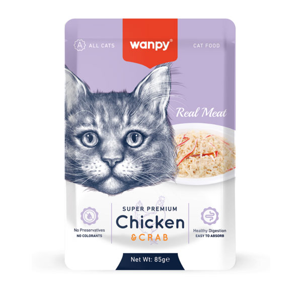 پوچ گربه ونپی طعم مرغ و خرچنگ در ژله