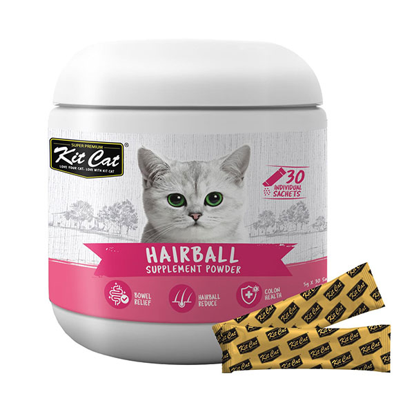 پودر مکمل گربه کیت کت مخصوص سلامت روده و دفع گلوله مویی مدل Hairball