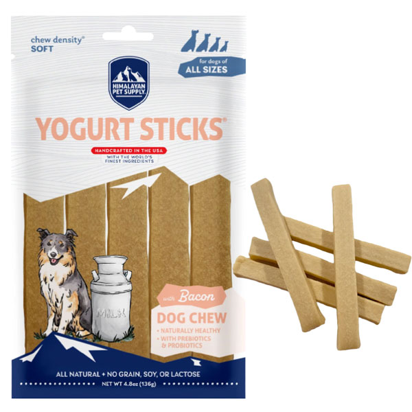 تشویقی استیک ماست سگ با طعم بیکن مدل Yogurt Sticks - Bacon هیمالین