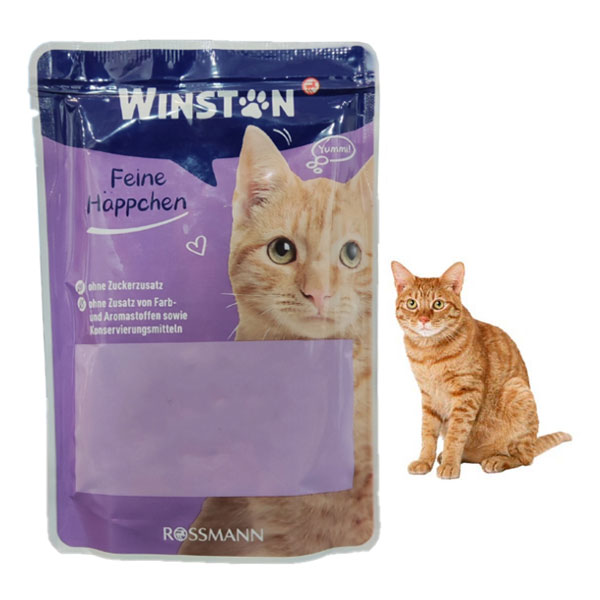 پوچ گربه وینستون طعم ماهی سالمون وحشی و قزل آلای رنگین کمانی